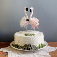 Свадебный торт красные фламинго