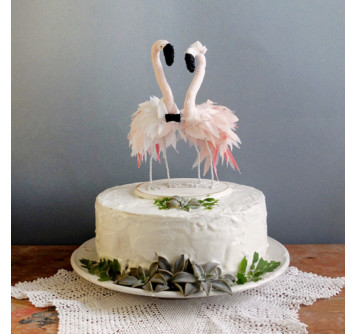 Свадебный торт красные фламинго