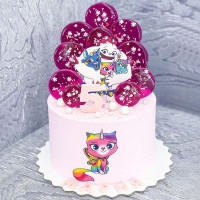 Торт Радужно-бабочково-единорожная кошка