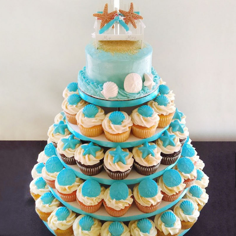 Торт из капкейков на свадьбу в морском стиле
