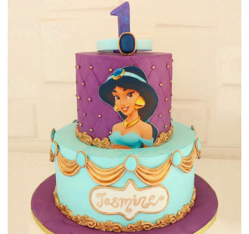 Торт для девочки с принцессой Жасмин на 1 годик
