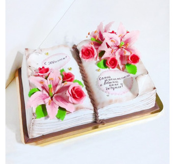 Торт книга с цветами