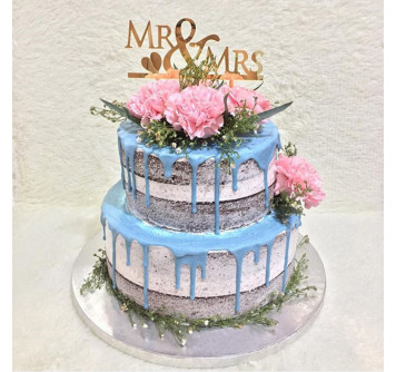 Торт на летнюю свадьбу с открытыми коржами