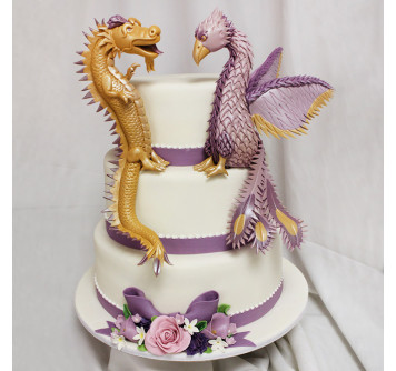 Торт на свадьбу с Фениксом и Дракончиком