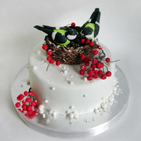 Свадебный торт с синичками