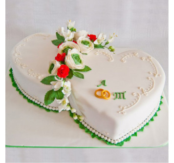 Свадебный торт 2 сердца