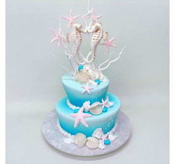 Свадебный торт с морскими коньками