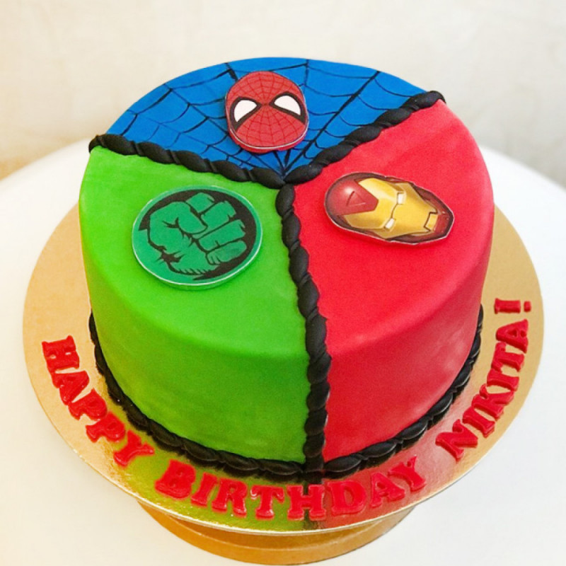 Торт на день рождения герои Марвел