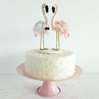 Одноярусный торт на свадьбу с фламинго