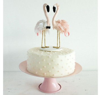 Одноярусный торт на свадьбу с фламинго