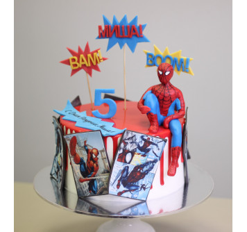 Торт Человек паук и супергерои